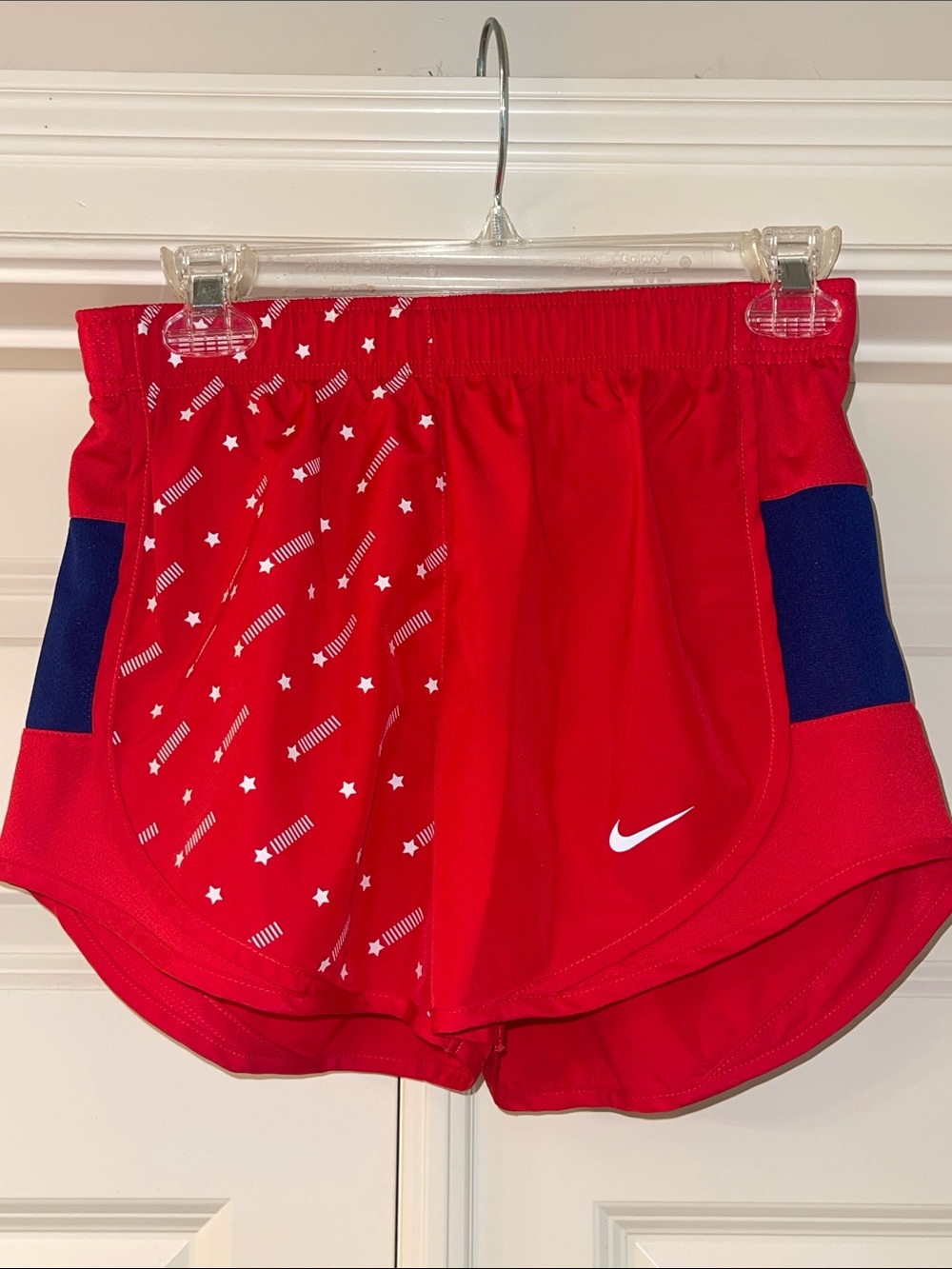 Nike Red Women’s Athletic Shorts with White Stars July 4th